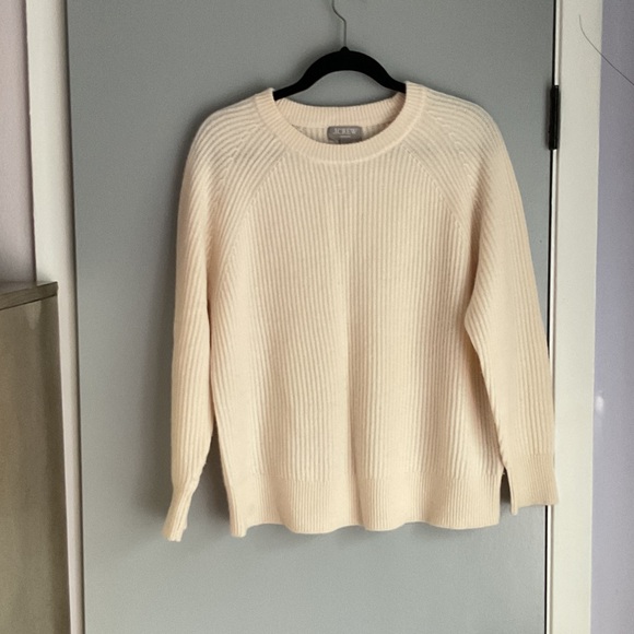 J. Crew Ribbed  cashmere Cream Sweater; size S - Picture 2 of 5
